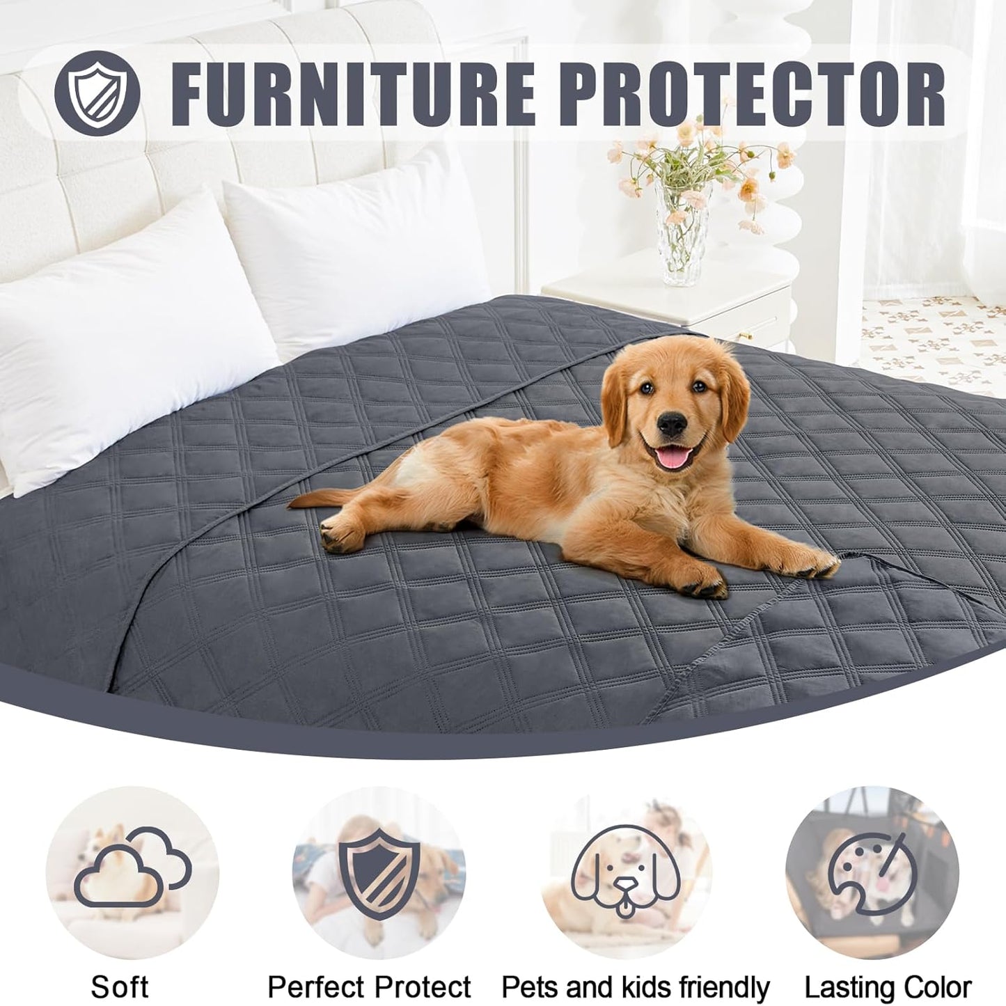 Smiry Waterproof Dog Bed Cover Blanket 30x70, Soft Reversible Pet Blanket, Washable Leakproof Cats Dogs Couch Cover for Sofa, Couch, Furniture, Grey/Dark Grey