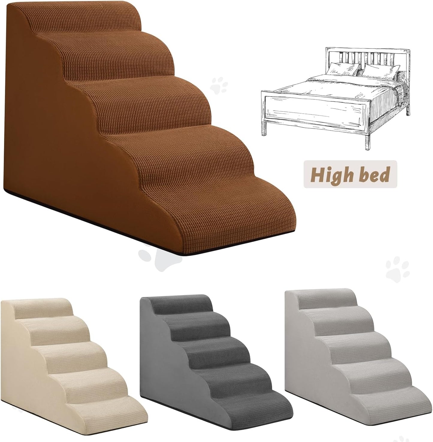 Aodisman 3-Step Dog Ramp and Stairs for Sofa and Chair - Non-Slip Sturdy Pet Steps for Small Dogs and Cats,15.7" H,Grey