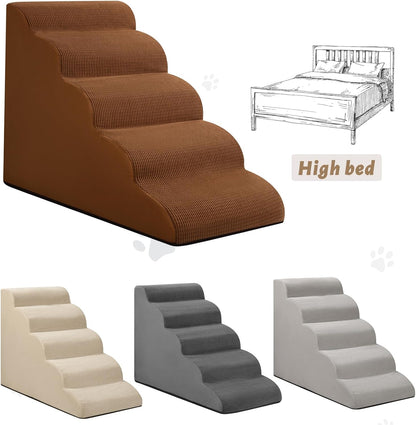 Aodisman 3-Step Dog Ramp and Stairs for Sofa and Chair - Non-Slip Sturdy Pet Steps for Small Dogs and Cats,15.7" H,Grey