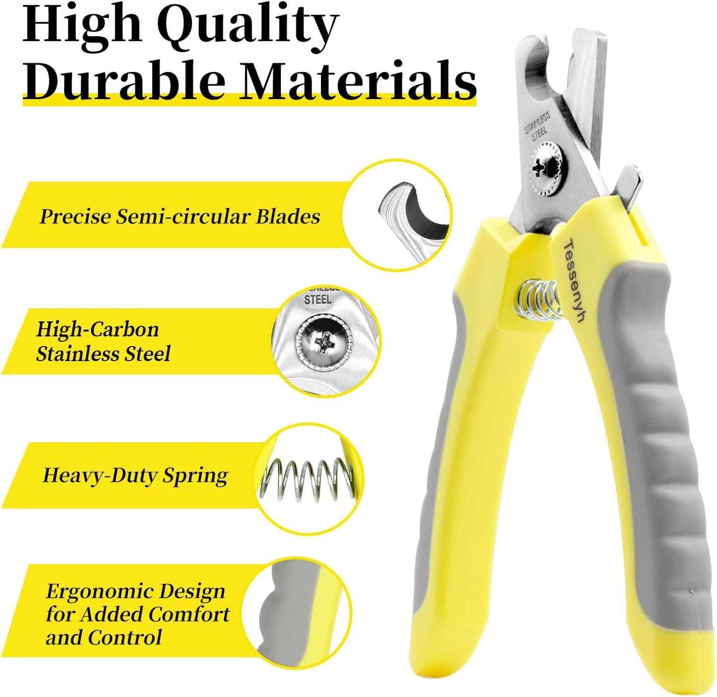 Professional Dog Nail Trimmers, Dog Nail Clippers for Large & Medium Dogs, Cats, and Pets, with Safety Lock and Protective Guard, 6.5 Inches