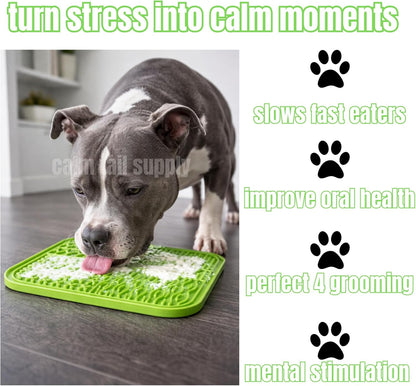 BPA-Free Silicone Dog Lick Mat with Spatula – Slow Feeder Enrichment Mat for Dogs & Cats – Strong Suction, Grooming Distraction, Freezer & Dishwasher Safe