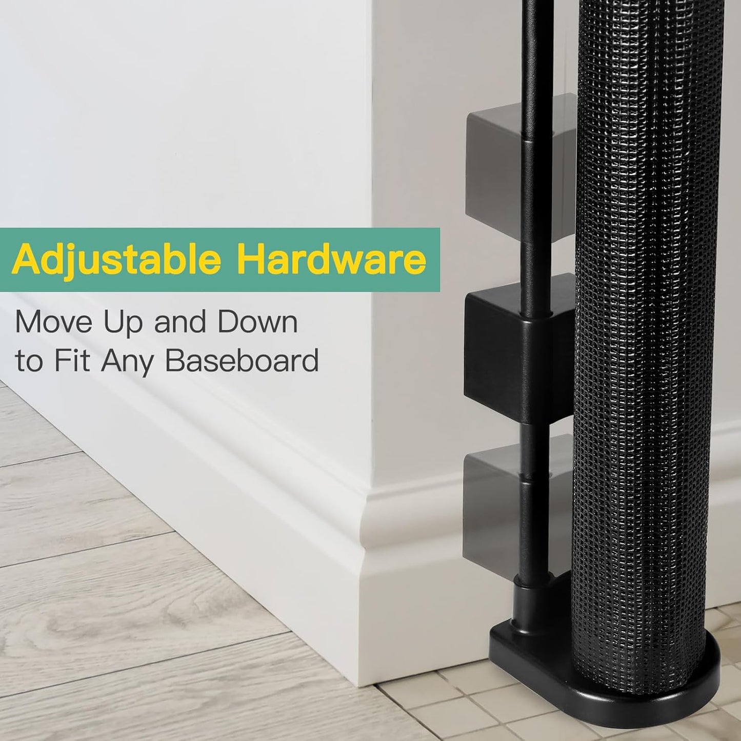 96 Inch Wide Reinforced Retractable Baby Gate with Support Rods, Extra Long Dog Gate Retractable Gate Outdoor Gates for Decks, Prevent Crawling Under Extra Long Baby Gates for Large Openings, Black