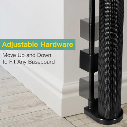 96 Inch Wide Reinforced Retractable Baby Gate with Support Rods, Extra Long Dog Gate Retractable Gate Outdoor Gates for Decks, Prevent Crawling Under Extra Long Baby Gates for Large Openings, Black