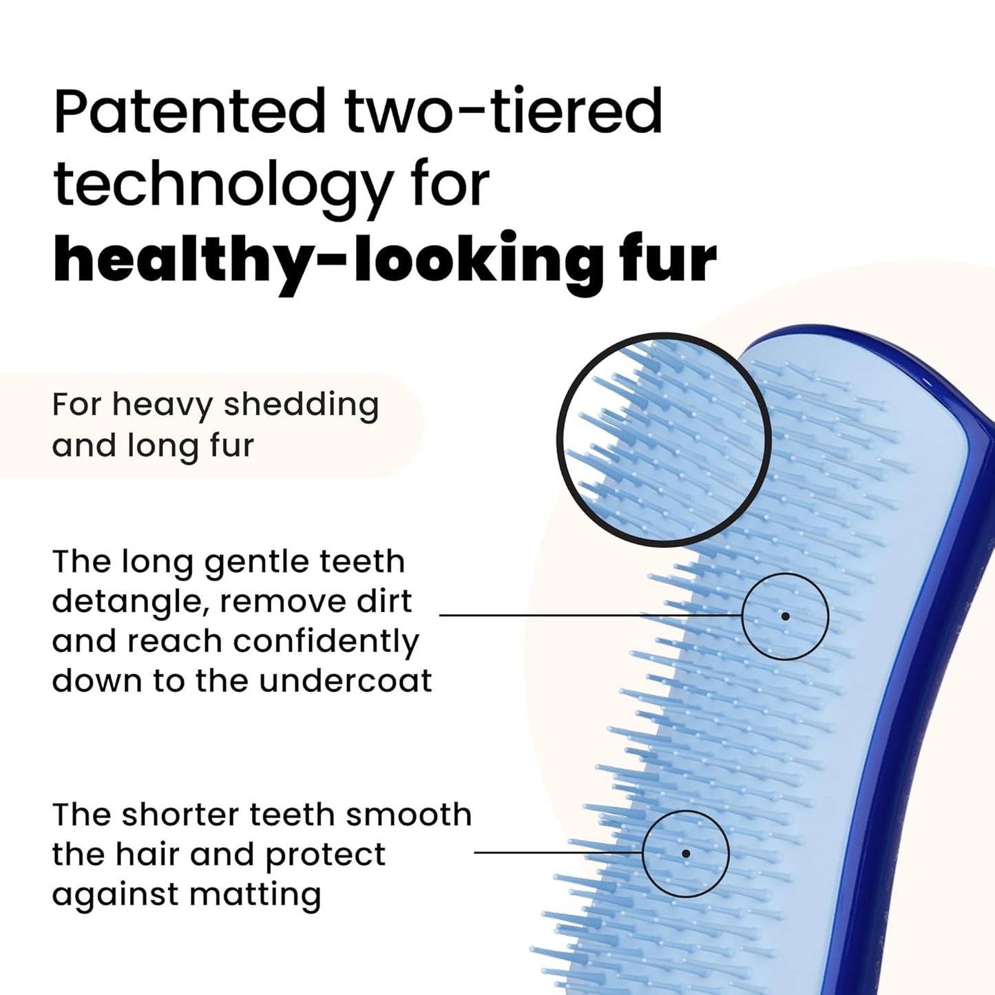 Pet Teezer De-Shedding Dog Brush by Tangle Teezer, Dog Grooming Tool for Long Haired Breeds and Wet or Dry Fur, Large, Blue & Pink