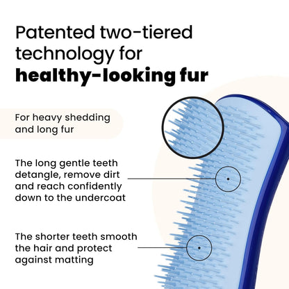 Pet Teezer De-Shedding Dog Brush by Tangle Teezer, Dog Grooming Tool for Long Haired Breeds and Wet or Dry Fur, Large, Blue & Pink
