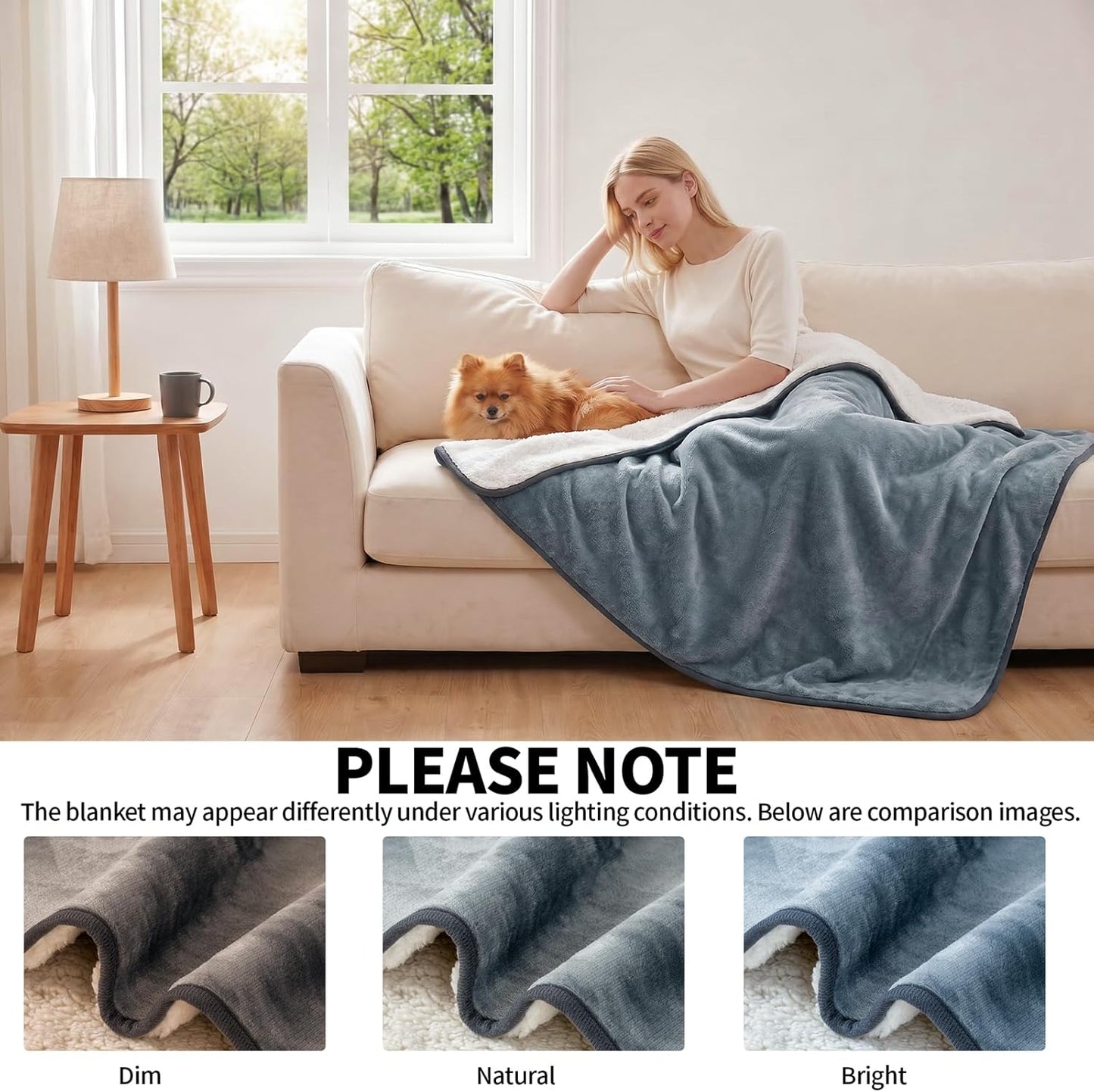 Sunheir Waterproof Dog Blankets for Small Dogs, Reversible Sherpa Fleece Thick Puppy Blanket, Leakproof Spill-Proof Pet Blanket for Cat, Bed, Couch, Furniture Protector, Travel, Camping, 25"X35", Grey