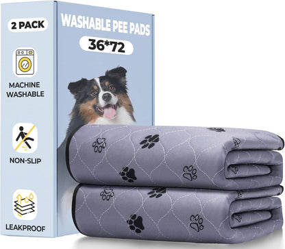 Fostanfly Washable Pee Pads for Dogs, 2 Pack Large 36"x41" Ultra-Absorbent and Leak-Proof Non-Slip Reusable Potty Training Pads for Dogs, Cats, Puppy, Potty Training of Add 8 Lanyards