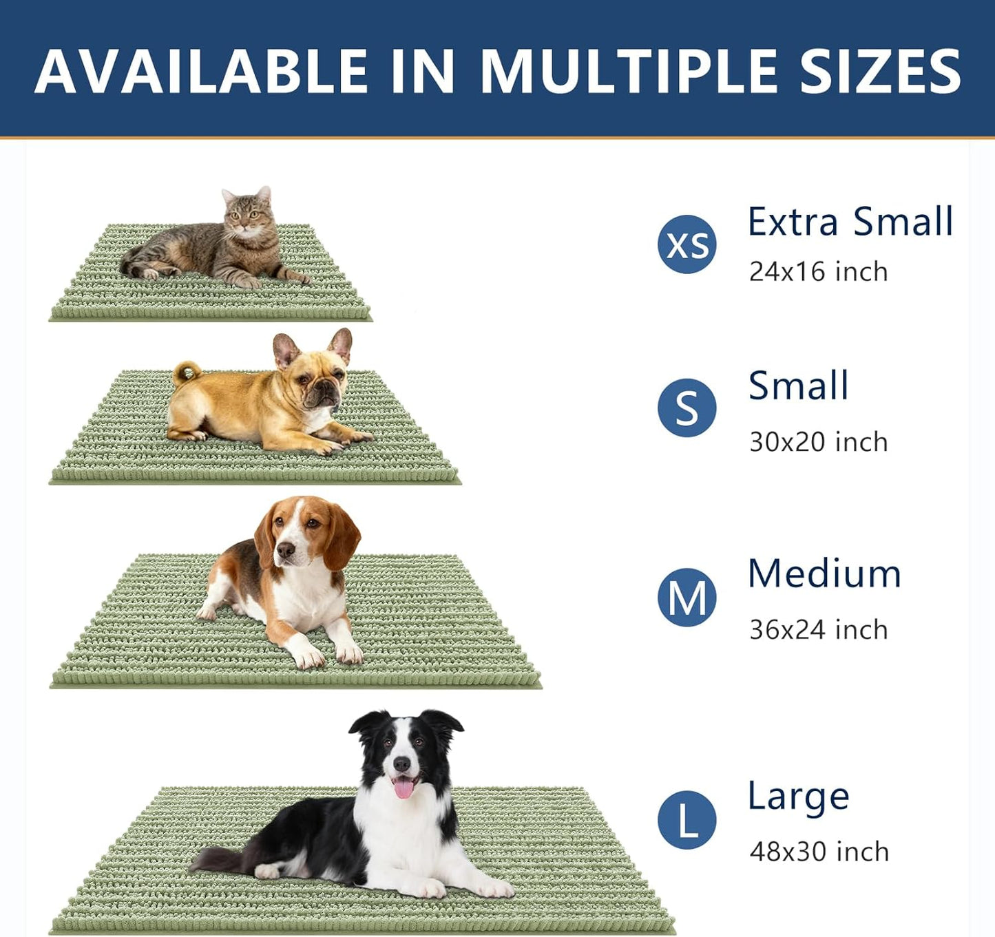 Smiry Dog Door Mat for Muddy Paws 30x20, Extra Soft Absorbent Chenille Doormat, Trap Moisture and Dirt, Non-Slip Machine Washable Front Door Mat for Indoor Entrance Inside Floor, Grey