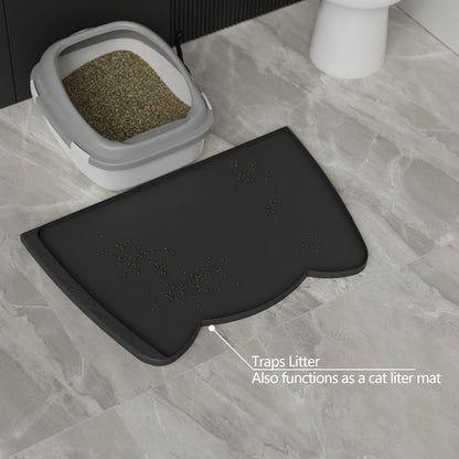 OHMO - Cat Food Mat, Silicone Pet Feeding Mat for Floor Non-Skid Waterproof Dog Water Bowl Tray, Easy to Clean Pet Placemat (Erythrinus, 18 * 9.8'')