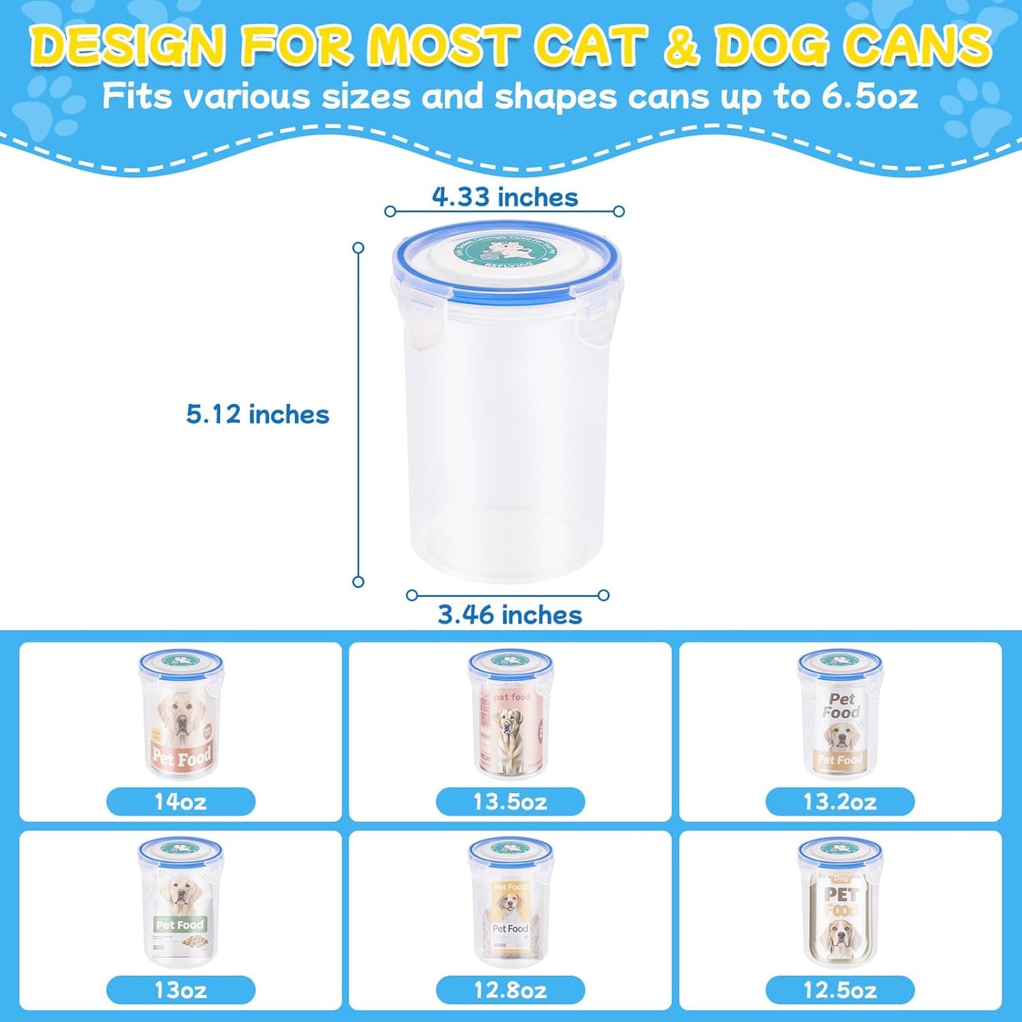 Canned Cat Food Storage Lids,Reusable Airtight Can Cover Pet Food Sealer - Keeps Dog Food Storage Container Food Fresh, Cat Food Container Eliminates Odor, Easy To Use With SUS 304 Spoon,Can Opener