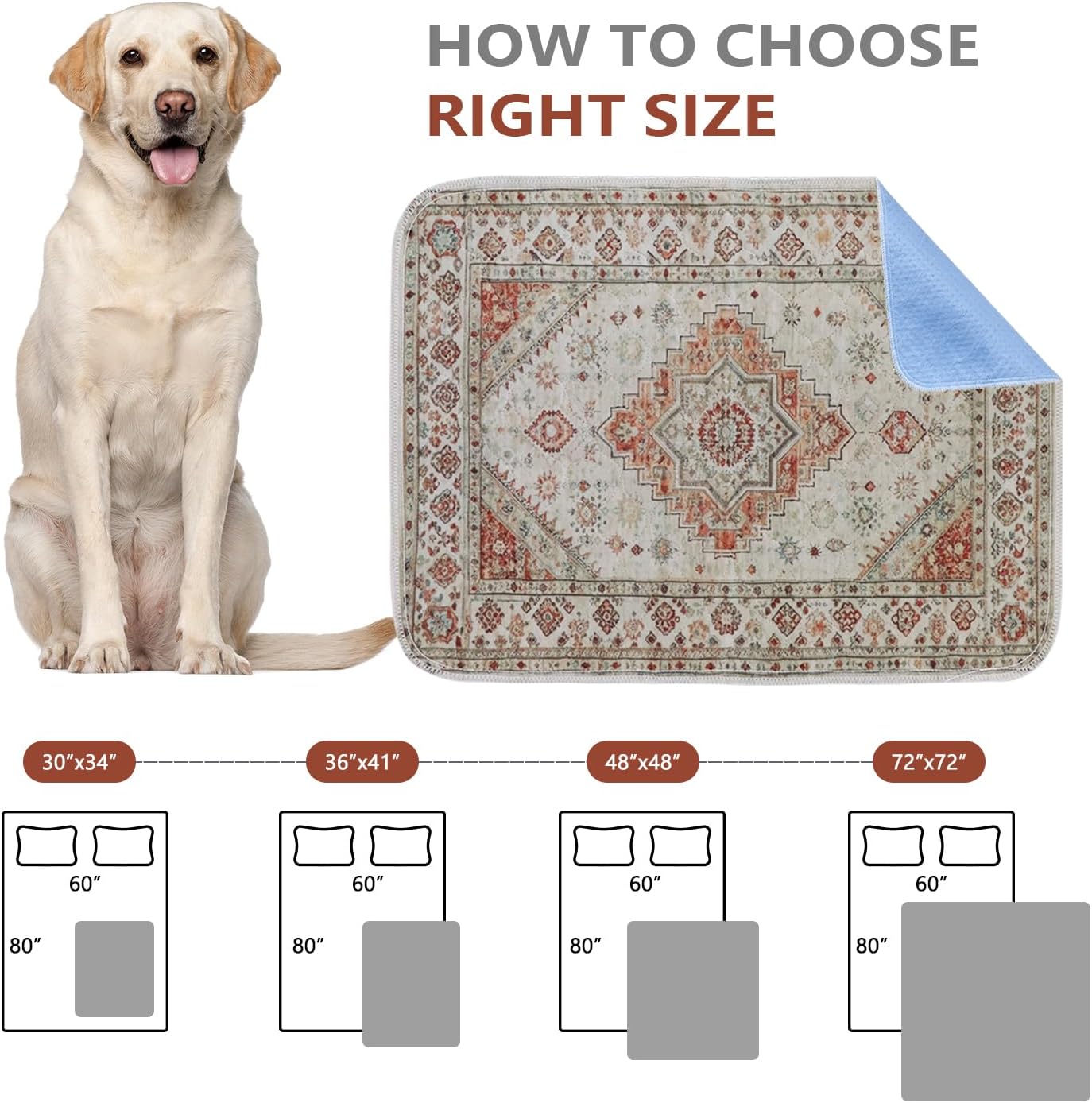 Qeils Washable Pee Pads, Reusable Puppy Pads Super Absorbent Leakproof Dog Training Pads, Non-Slip Wee Wee Pads for Crate, Floor, Potty Pads Feeding Mat Dog Pee 2 Pack 18"x30"