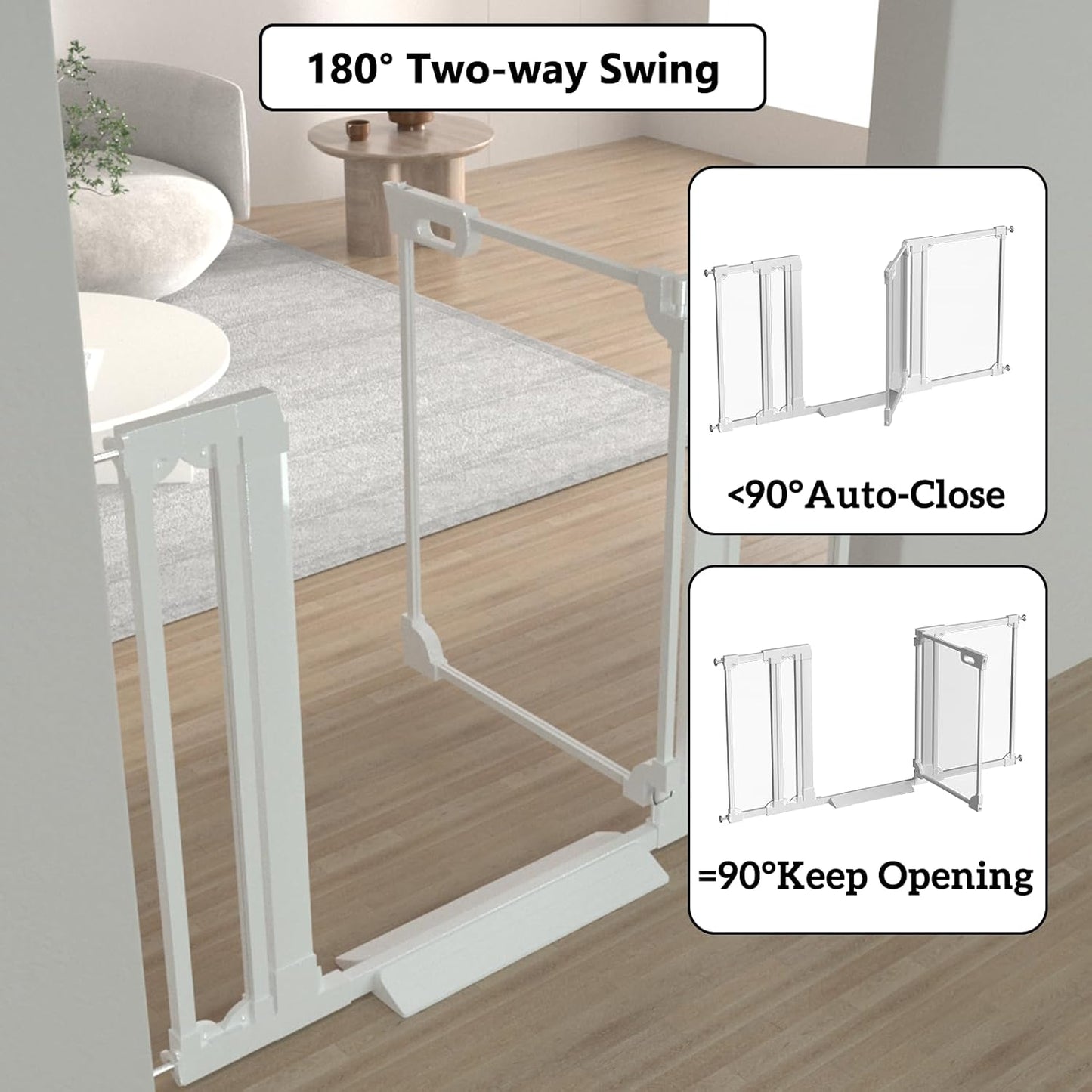 30.7" Tall Clear Acrylic Baby Gate 29.5"-47.2" Wide Pressure Mounted Clear Dog Gate Indoor - No Drill Auto Close, Walk Through Baby Gates for Stair & Doorways & Hallway