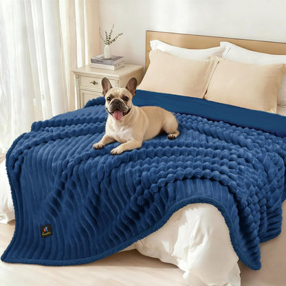 Luciphia Waterproof Dog Blanket for Large Dogs Ultra-Soft Calming Cut Pile Flannel Throw Durable & Warm Furniture Protection for Couch Bed Pet Blanket Machine Washable Stone Gray,L(65''x57'')