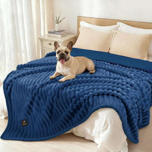 Luciphia Waterproof Dog Blanket for Large Dogs Ultra-Soft Calming Cut Pile Flannel Throw Durable & Warm Furniture Protection for Couch Bed Pet Blanket Machine Washable Stone Gray,L(65''x57'')