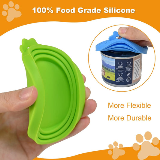 Yobbai 6 packs Pet Food Can Lids, Food Safe BPA-Free & Dishwasher Safe, Can Covers with 1 Spoon Can Openers Most Standard Size Dog and Cat Can Tops