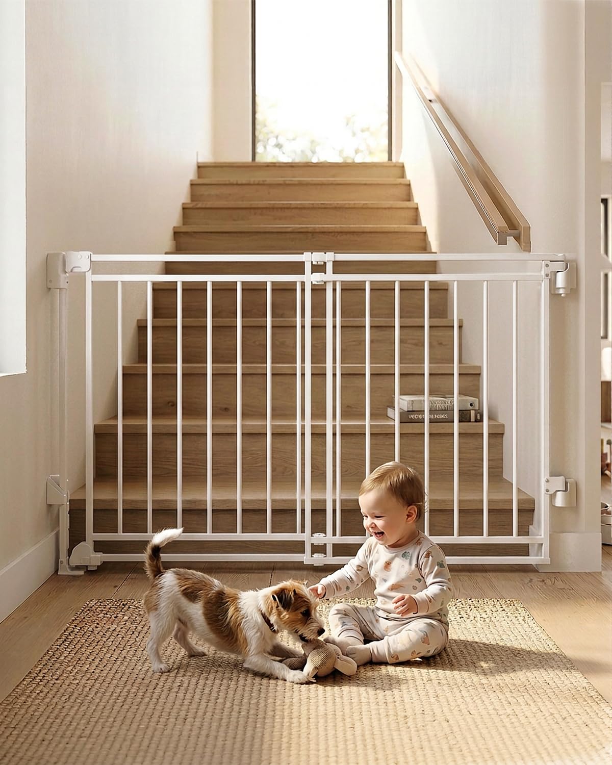 Baby Gate for Stairs & Doorways - Fits Openings 26 to 43 Inches Wide (Must Drill to Install) | 29" Extra Tall with No Bottom Bar | One-Handed Auto-Close Walk-Thru Gate for Kids & Pets, Black