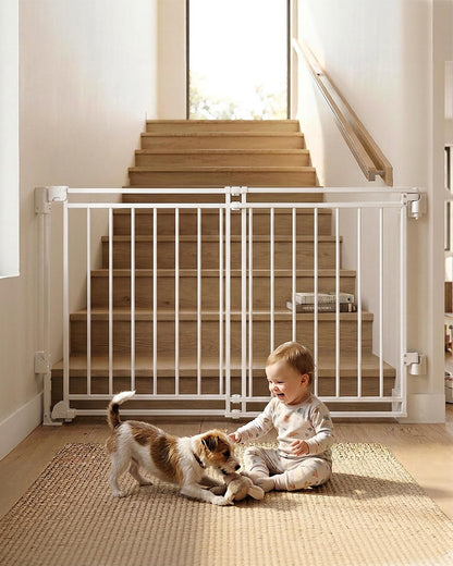 Baby Gate for Stairs & Doorways - Fits Openings 26 to 43 Inches Wide (Must Drill to Install) | 29" Extra Tall with No Bottom Bar | One-Handed Auto-Close Walk-Thru Gate for Kids & Pets, Black