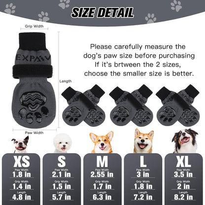 EXPAWLORER 6Pcs Anti-Slip Dog Socks to Prevent Licking Paws,Dog Shoes for Hot Pavement,Dog Booties Traction Control on Hardwood Floor,Boots & Paw Protectors, for Puppy Small Medium Large Senior Dogs