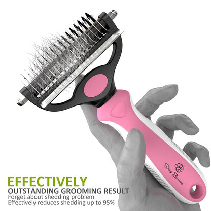 Spring Blossoms-2 in 1 Professional Grooming Rake for Cats & Dogs-Dematting Comb for Easy Mats & Tangles Removing,Pet Brush Safe No More Nasty Shedding and Flying Hair (Orange)