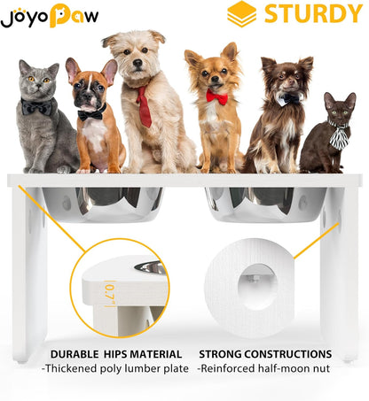 Elevated Dog Bowls, Bamboo Raised Dog Bowl for Medium Dogs, with 2 Stainless Steel Bowls (7'' Tall-40 oz Bowl)