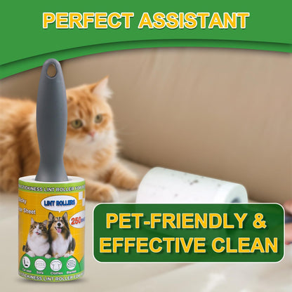 Lint Roller Pet Hair Value Pack of 250 Sheets, Extra Sticky Lint Remover for Dog & Cat Fur, Clothes, Furniture, Couches Reusable Lint Remover for Fuzz, Fluff & Hair(White)