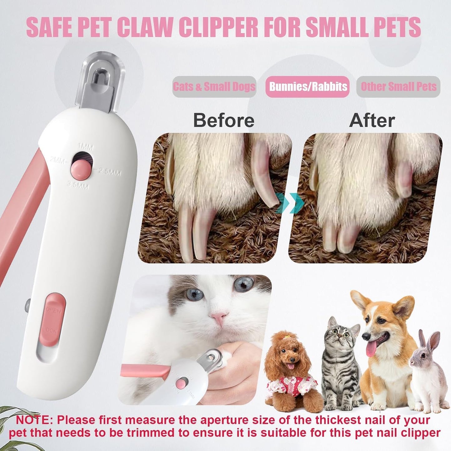Cat Nail Clipper and Trimmer with 3 Adjustable Safety Levels Trimming Hole, Professional Indoor Kitten Supplies, Puppy Grooming Tools, with Debris Catcher & Hidden Nail File Blue