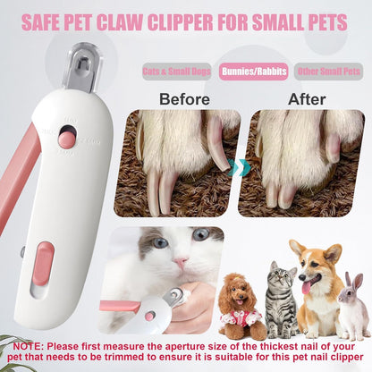 Cat Nail Clipper and Trimmer with 3 Adjustable Safety Levels Trimming Hole, Professional Indoor Kitten Supplies, Puppy Grooming Tools, with Debris Catcher & Hidden Nail File Blue