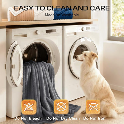 Luciphia Waterproof Dog Blanket for Large Dogs Ultra-Soft Calming Cut Pile Flannel Throw Durable & Warm Furniture Protection for Couch Bed Pet Blanket Machine Washable Stone Gray,L(65''x57'')