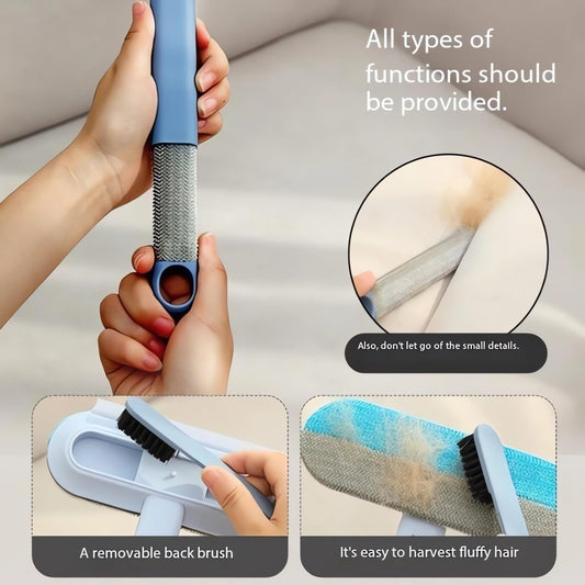 Pet Hair Removal Tool 2026 Upgrade 4 in 1 Pet Hair Remover Broom for Couch Furniture Washable Reusable Lint Roller Multifunctional Dog Cat Fur Remover Tool Cleaning Brush (Blue)