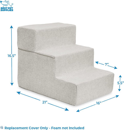 Best Pet Supplies Dog Stairs & Steps - Foam Steps for Small Dogs & Cats, Non-Slip Indoor Balanced Pet Step Support, Dog Ramp, No Assembly, Ash Gray Linen, 2-Step (12-inch Height)