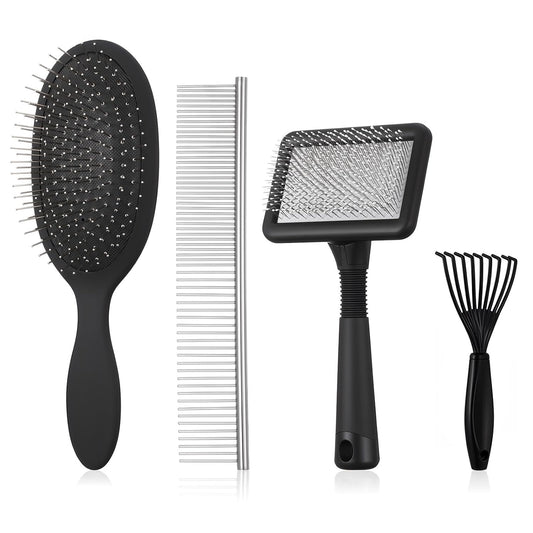 Zhehao Slicker Brush for Pets Dog Grooming Brushes Kit, Long Pin Brush Metal Comb for Long Haired Dogs and Cats to Effectively Remove Tangles, Knots and Mats
