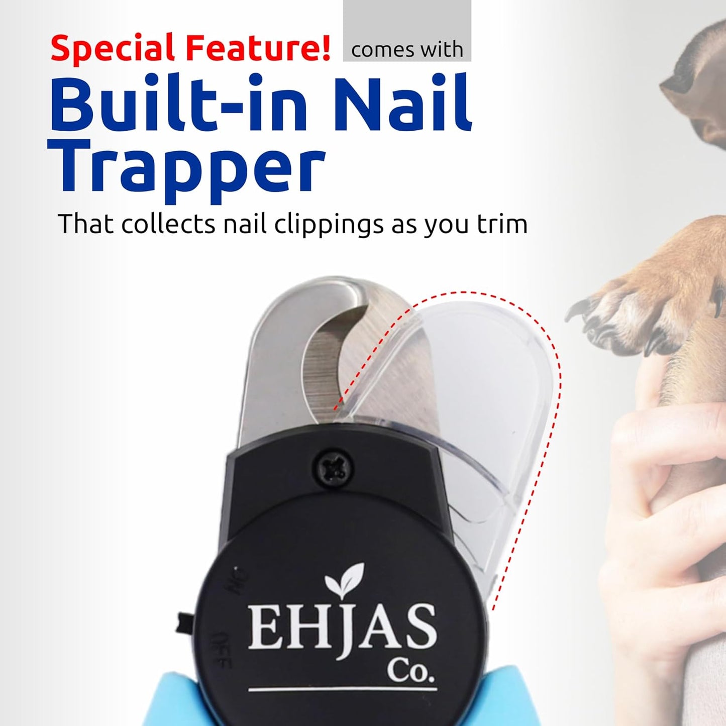 Dog Nail Clippers with LED Light & Quick Sensor, Pet Nail Trimmer with Safety Guard, Nail Catcher & Filer, Professonal Grooming Clippers for Dogs & Cats (Blue)