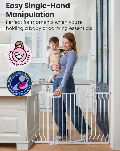 Mom's Choice-GROWNSY Baby Gate for Stairs, 30.5"-43" Pressure Mounted Pet Gate for Doorways-Auto Close Dog Gate for The House-Easy Installation & Walk Thru Wide Safety Gate, Black