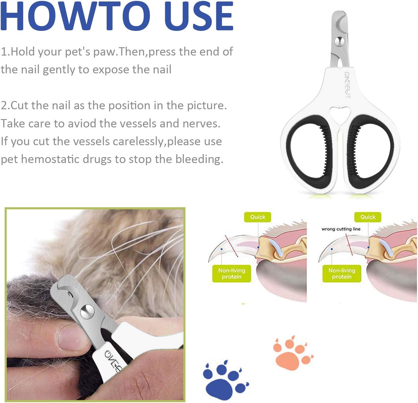 Pet Nail Clippers, Update Version Cat & Kitten Claw Nail Clippers for Trimming, Professional Pet Nail Clippers Best for a Cat, Puppy,Rabbit, Kitten & Small Dog,Sharp & Safe (Pink)