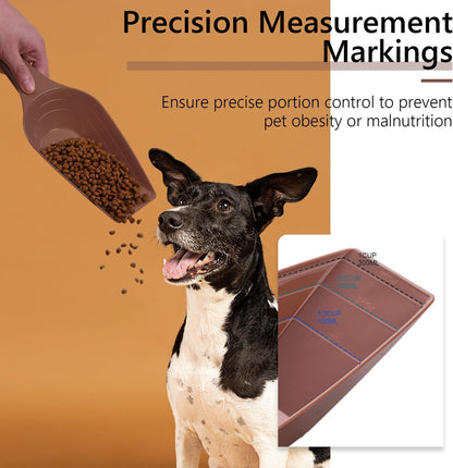 Food Scoop, Cup Capacity Dog Food Scooper With Measuring Lines For Dog, Puppy and Cat Coffee Bean Scoop, Flour Scoop 2 Pack (Grey)