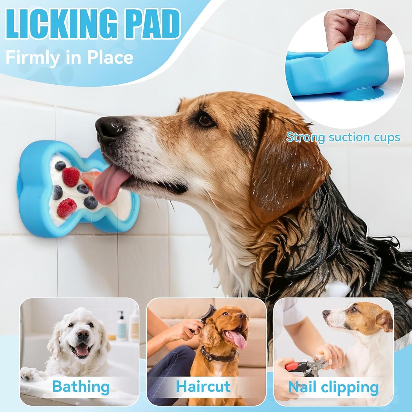 Freeze Dog Lick Bowl, Animire Non-Slip Slow Feeder Lick Mat for Dogs, Silicone Dog Enrichment Bowl for Distraction Anxiety Relief Boredom, BPA Free, Dishwasher Safe(Rose,S)