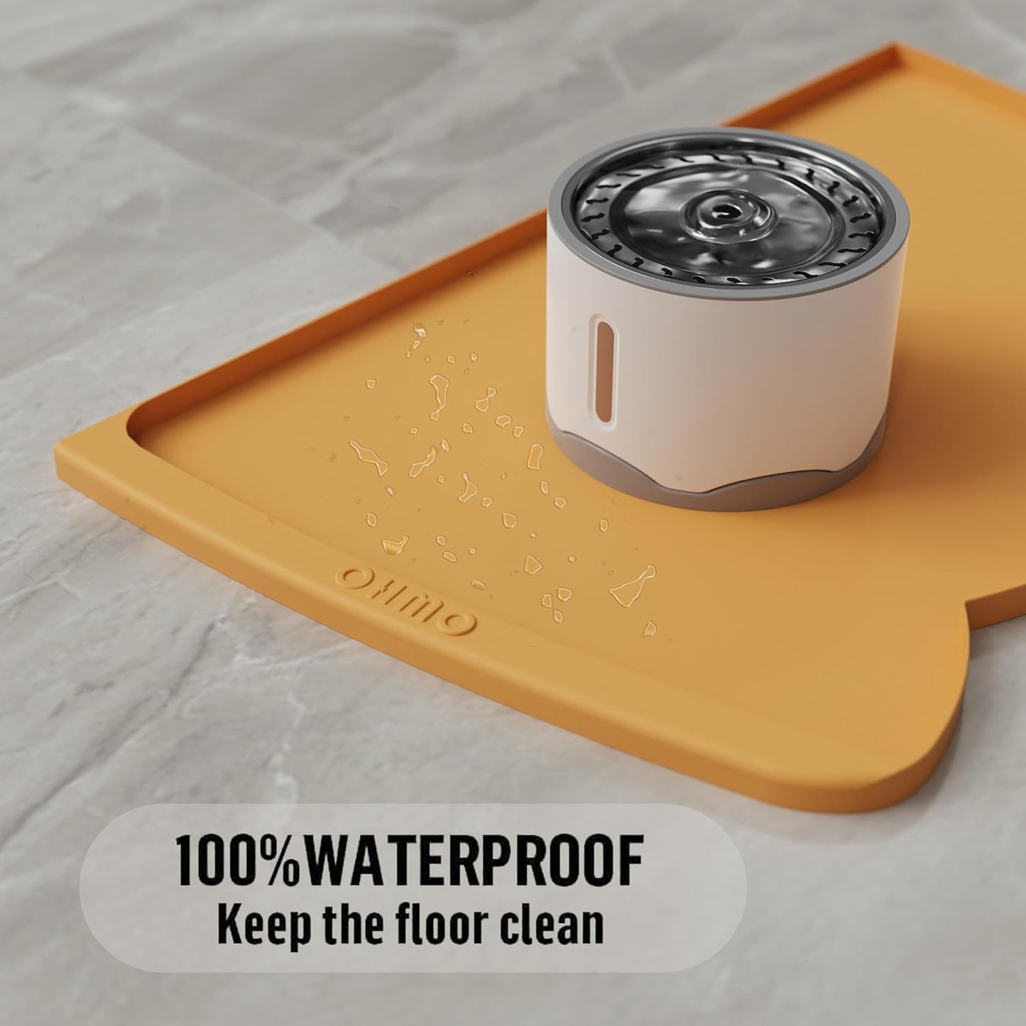 OHMO - Cat Food Mat, Silicone Pet Feeding Mat for Floor Non-Skid Waterproof Dog Water Bowl Tray, Easy to Clean Pet Placemat (Erythrinus, 18 * 9.8'')