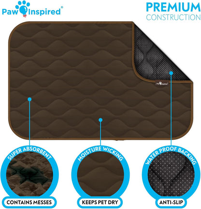 Paw Inspired Washable Padded Crate Mats for Dogs | 29” x 18” Pad, Fits 30-inch Kennels | Leakproof, Waterproof Bottom, Plush Pet Beds (Gray)
