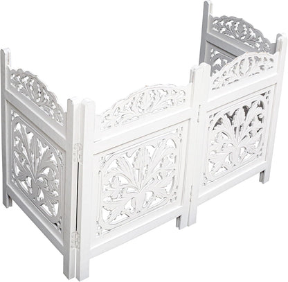 Freestanding Pet Gate for Dogs, Foldable Wooden Dog Gate for House, Indoor Dog Gate for Stair, Doorway, House Design Gates for Dogs Indoor, 72 Inch Wide, (18" x4 Panels 72 inch), Burnt Finish