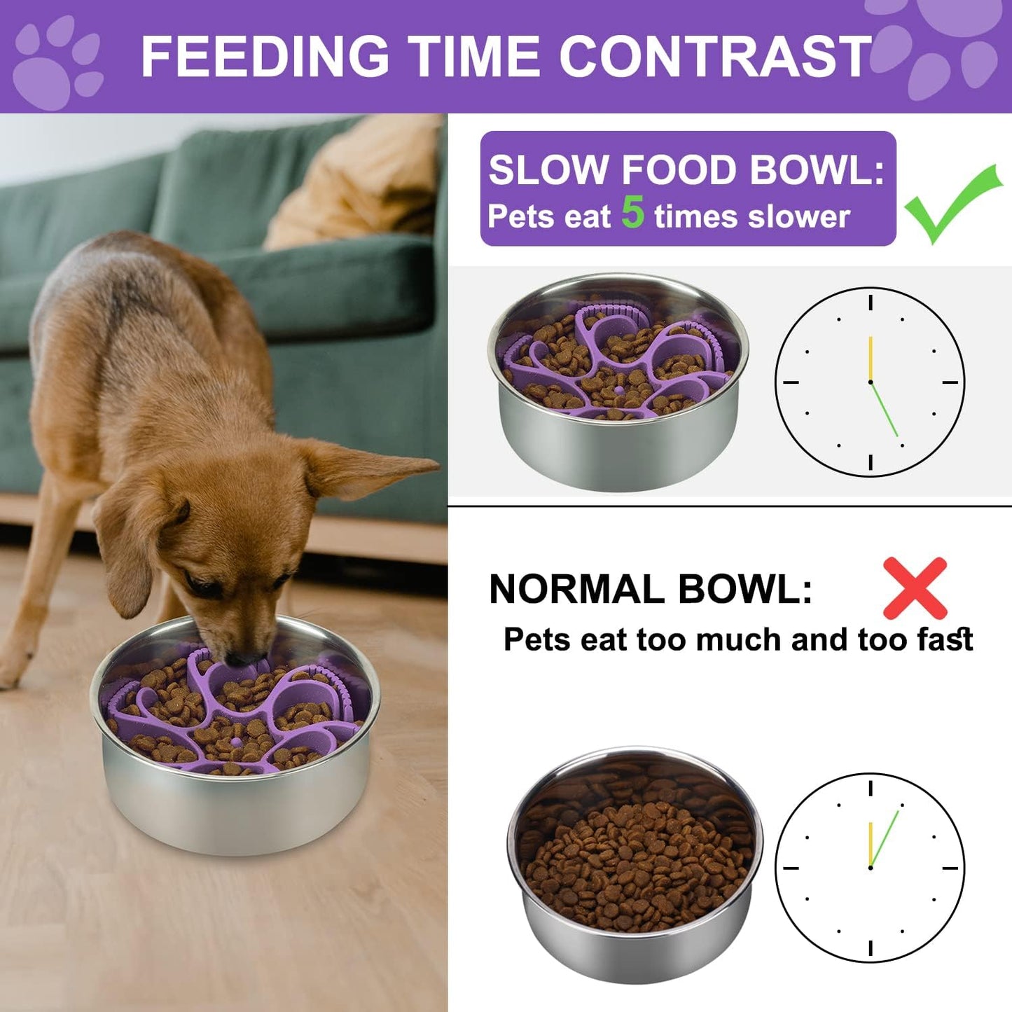 Anipaw Dog Slow Feeder Bowls Silicone Spiral Pet Food Feeder Insert to Slow Down Eating for Large Medium Small Breed Dogs Perfect with Stainless Steel Glass Ceramic Pet Bowls (Grey)
