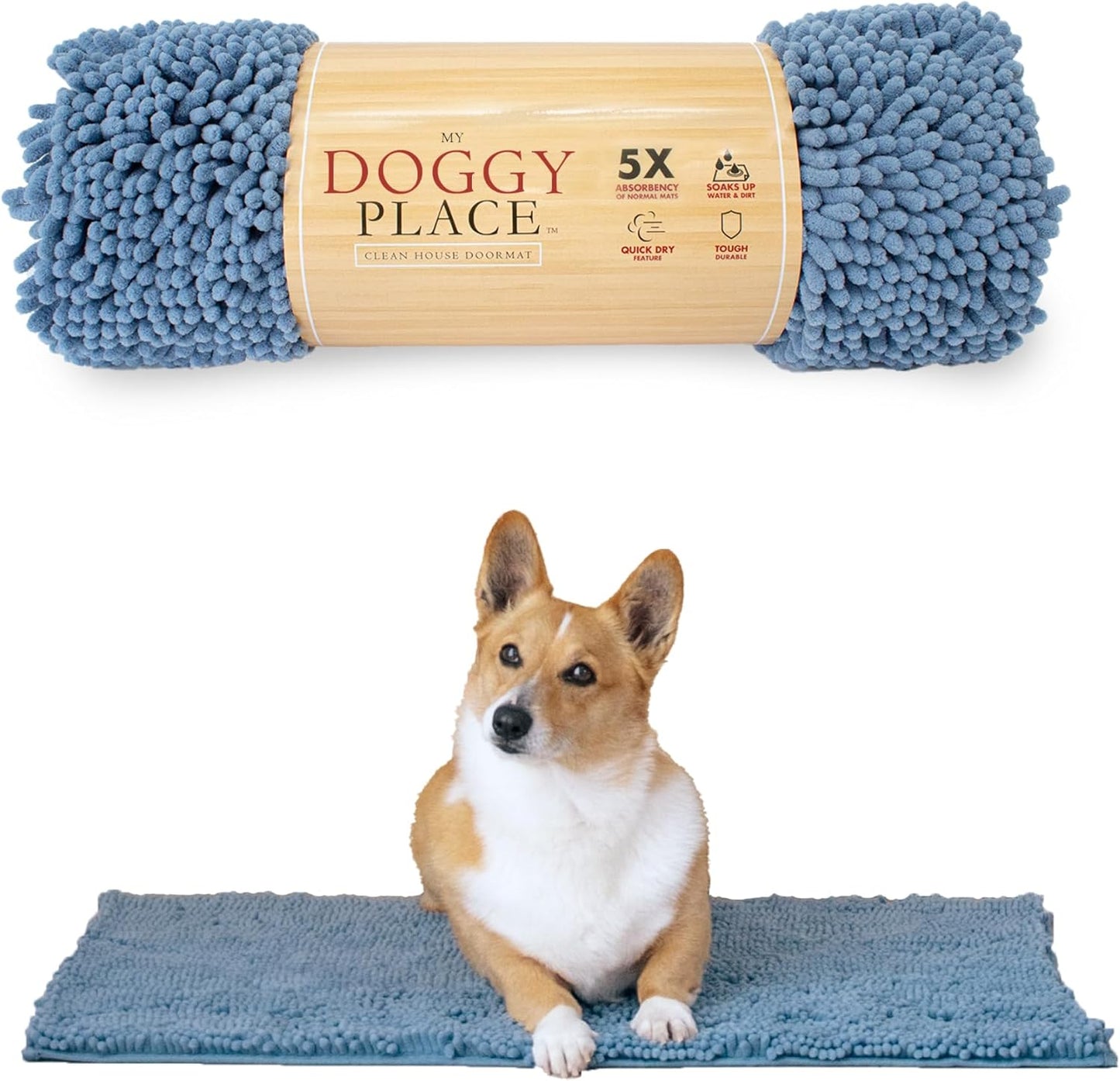My Doggy Place Dog Mud Mat, 36"x26" Ash – Thick Microfiber Entry Rug for Snow, Mud & Salt – Absorbent, Quick-Dry, Washer-Safe & Non-Slip, Large