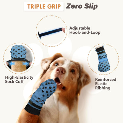 Anti Slip Dog Socks to Prevent Licking Paws, Dog Shoes for Hot/Cold Pavement, Dog Boots on Hardwood Floors, Traction Control Dog Booties & Paw Protectors for Small Medium Large Senior Dogs