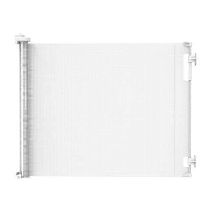 Retractable Baby Gate Perma Child Safety 33" Tall x 55” Wide, Mesh, for Stairs, Doorways, Dogs, Pets, Indoor, Outdoor, One-Handed Operation, Locking, Easy Install, Hardware Mount, Black