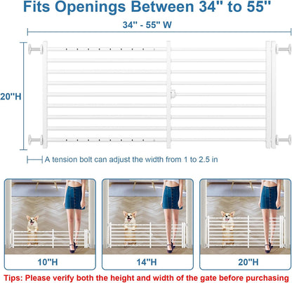 Malier Indoor Dog Gate with Door, 26-41" Extra Wide Full Metal Pet Gate Short Dog Gate for Stairs, Pressure Mount 10'' Tall Small Puppy Low Gate Easy Step Over for Doorways