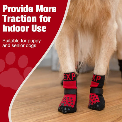 EXPAWLORER Anti Slip Dog Socks to Prevent Licking Paws, Dog Shoes for Hot Pavement Walk, Dog Booties for Hardwood Floors, Dog Boots & Paw Protectors with Grippers for Small Medium Large Senior Dogs M