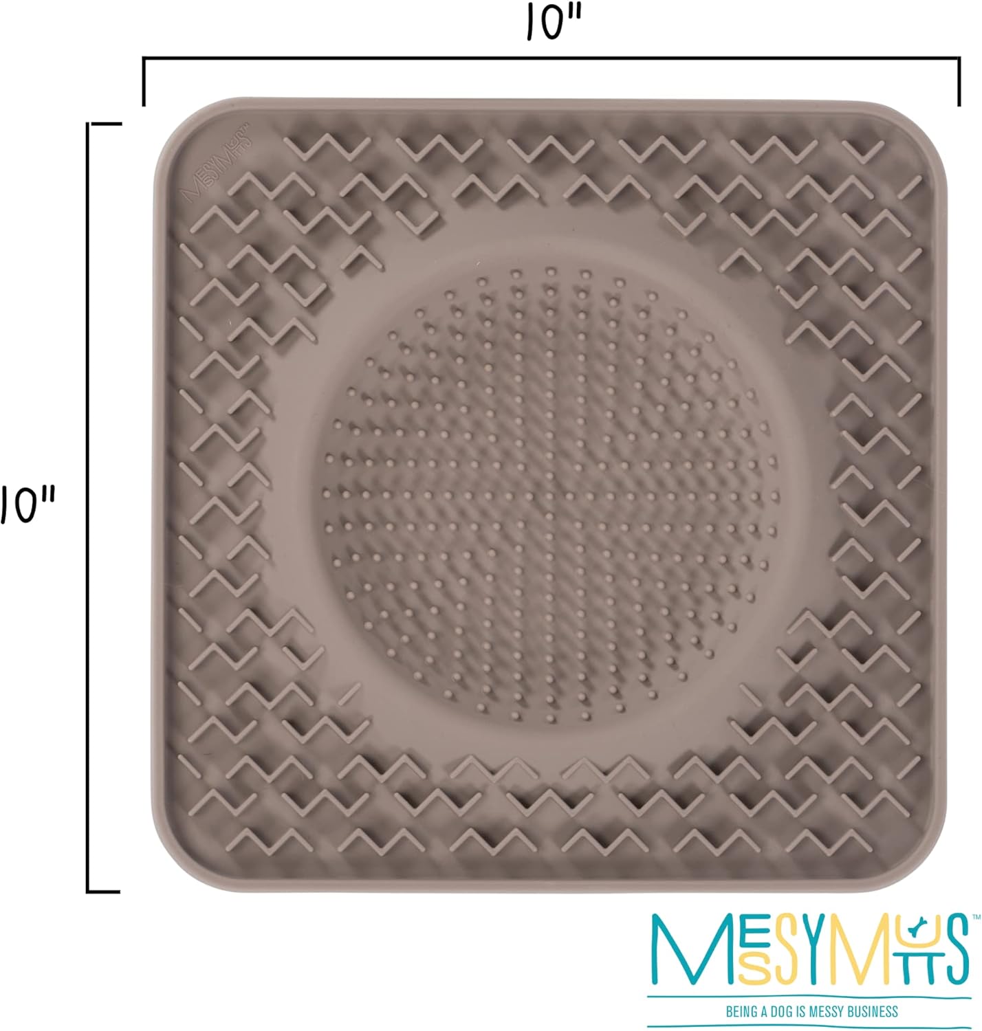 Messy Mutts Silicone Therapeutic Licking Bowl Mat | 10" x 10" | Slow Feeder Mat for Boredom & Anxiety | Lick Pad for Dogs & Cats (Blue)