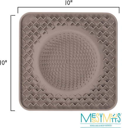 Messy Mutts Silicone Therapeutic Licking Bowl Mat | 10" x 10" | Slow Feeder Mat for Boredom & Anxiety | Lick Pad for Dogs & Cats (Blue)
