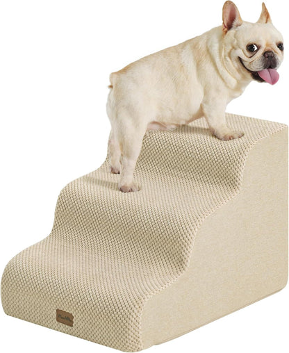 Made4Pets Dog Stairs Ramp for Small Dogs 15.7" H, 3-Step Dog Steps for Bed Couch Sofa and Chair, 35D Foam Pet Steps for Small Dogs and Cats, Non-Slip Bottom Pet Stairs, Grey