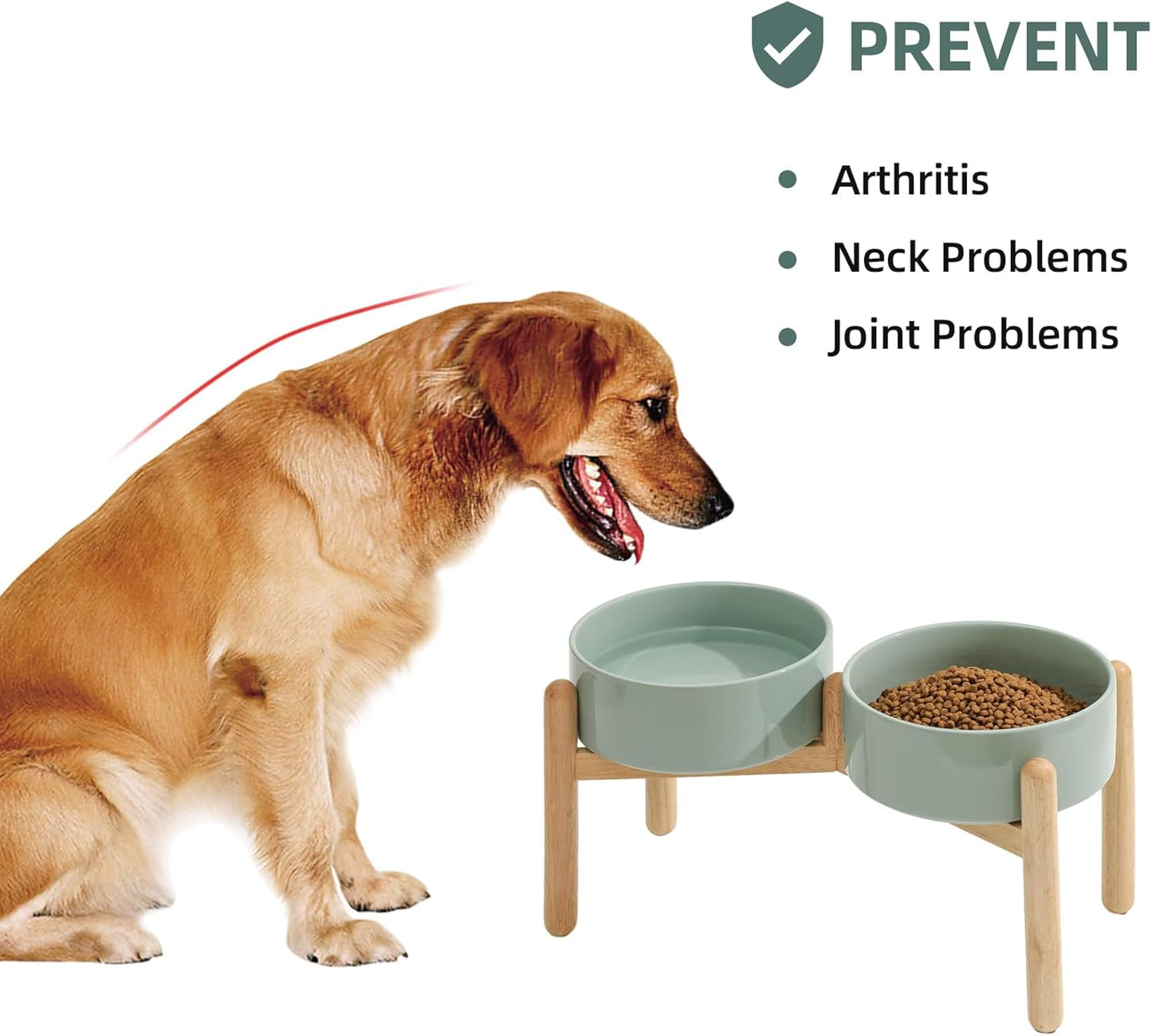 Havniva 8.3inch Ceramic Raised Dog Bowl with Stand, Elevated Dog Bowls for Large Breed Dog Food and Water Bowl Non-Slip Dog Dish Large Capacity Feeding Pet Water Bowl