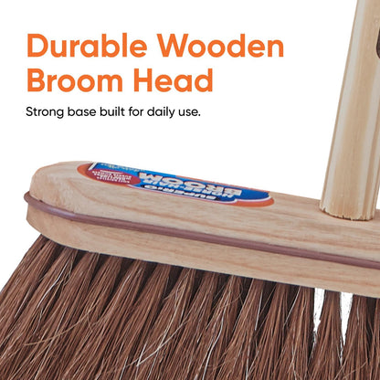 Superio Kitchen and Home Horsehair Broom With Wood Handle, Fine Premium Bristles - Heavy Duty Household Broom Easy Swiping Dust And Wisp Floors And Corners , 12" sweeping head